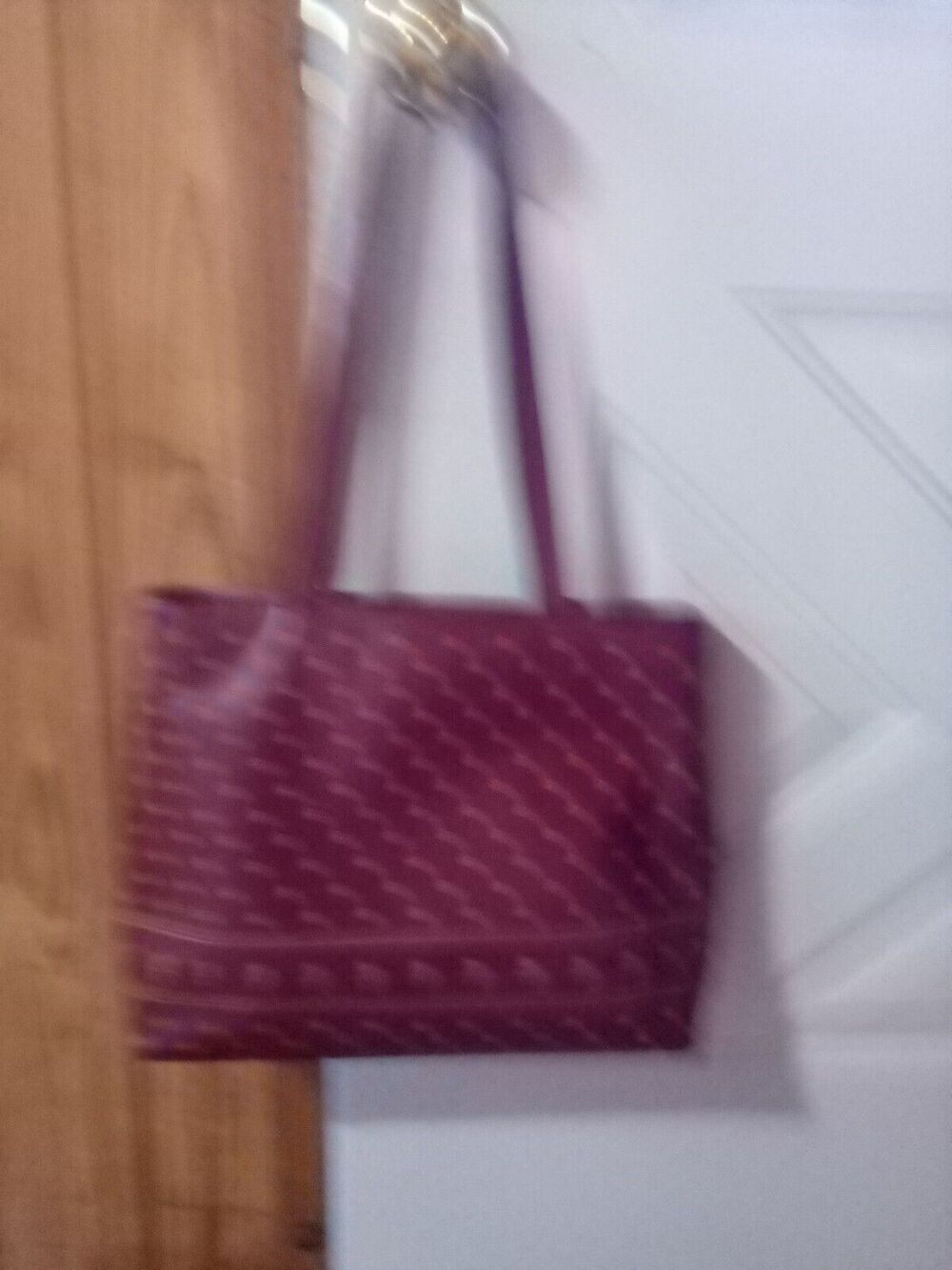 Adrienne Vittadini Embroidered Leather Shoulder Purse Bag Maroon/Floral Contrast